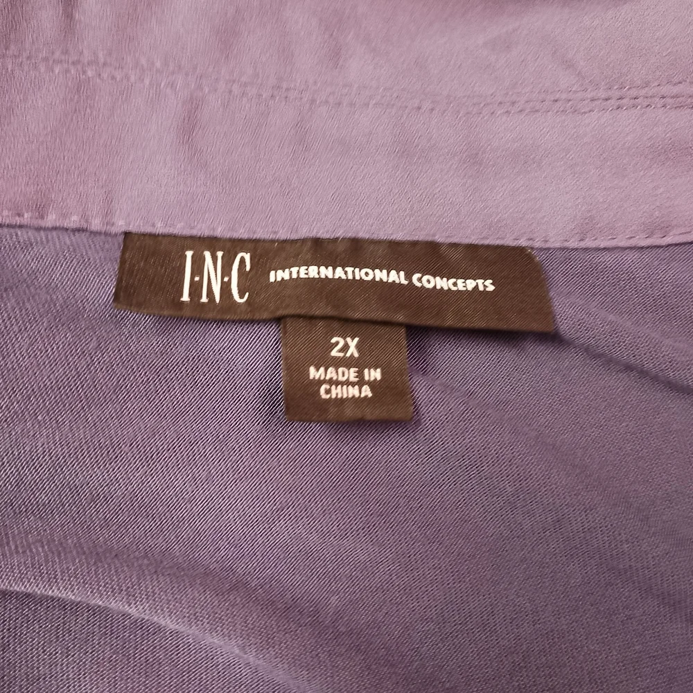 INC International Concepts Blue 3/4 Sleeve Tie Front Blouse - Picture 5 of 7